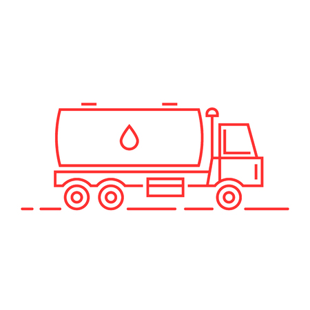 Red thin line milk tanker.のイラスト素材