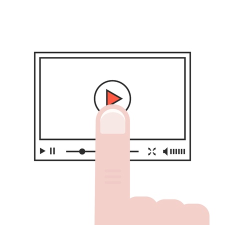 Forefinger push on linear video playerのイラスト素材