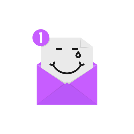 blissful emoji in purple letter notification.のイラスト素材