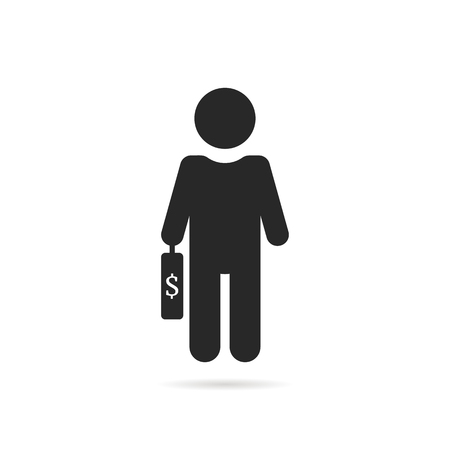 simple investor black icon. concept of banking market, investing briefcase, sponsor cash manager, savings, biz plan, wealthy management. flat style trend logo graphic design on white backgroundのイラスト素材