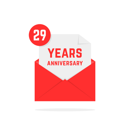 29 Years Anniversary Icon In Red Open Letterのイラスト 素材 ストックフォト 写真素材のstock Foto ストックドットフォト