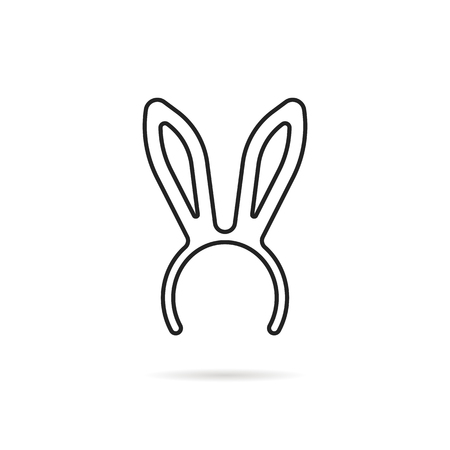 black thin line bunny ears mask logoのイラスト素材