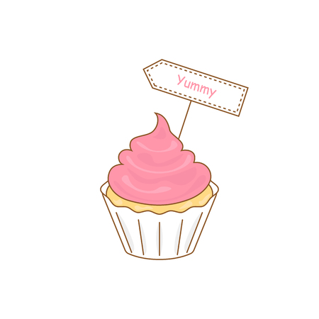 cake icon with yummy signのイラスト素材