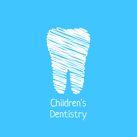 Childrenâs dentistry with scribbled tooth design icon.のイラスト素材