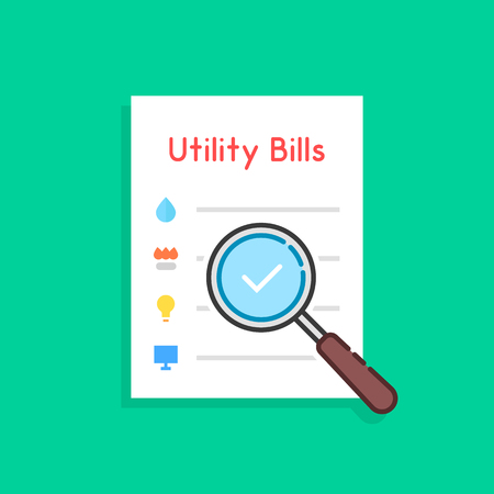flat style payment of utility bills icon. unusual trend modern logo graphic art design isolated on green background. concept of duty assessment and payment of debts for used house resourcesのイラスト素材