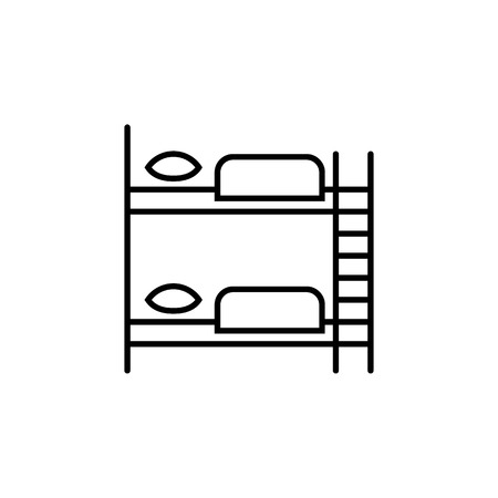 furniture for hostel bunk bed linear icon. concept of budget rest, saving money, space or time, elementary living conditions for travel. flat trend modern logotype graphic design on white backgroundのイラスト素材