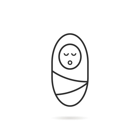 thin line swaddled newborn baby icon.のイラスト素材