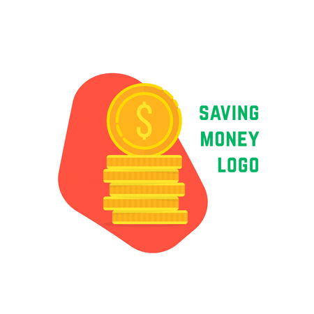 saving money logo with stack of coinのイラスト素材