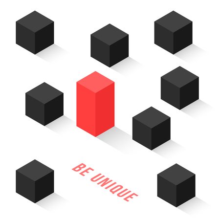 different isometric cubes like be uniqueのイラスト素材