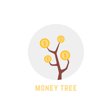 Round money tree icon isolated on white background.のイラスト素材