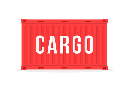 red sea container with cargo and shadowの写真素材