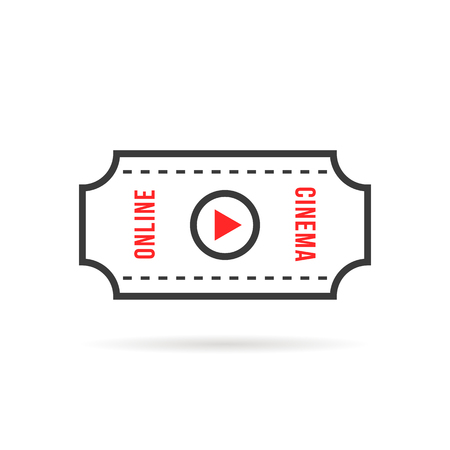 thin line online cinema or movie ticketのイラスト素材