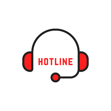 abstract simple thin line hotline logoのイラスト素材