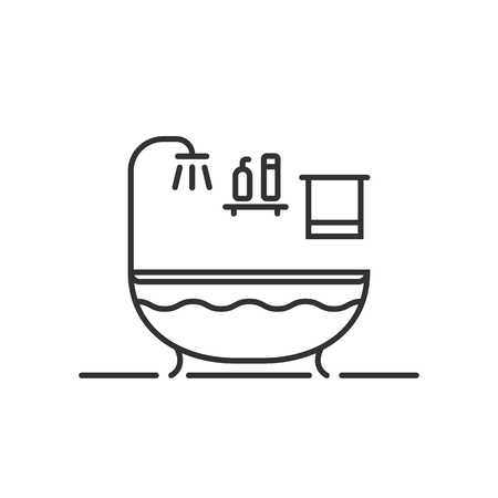 thin line bath icon in bathroomのイラスト素材