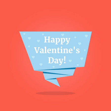 happy valentines day on blue origami labelのイラスト素材