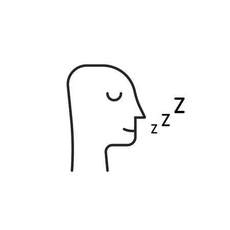sleeping man thin line icon isolated on whiteのイラスト素材