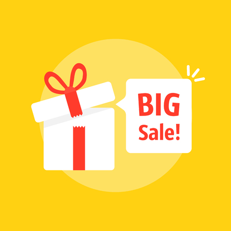 big sale bubble with open gift boxのイラスト素材