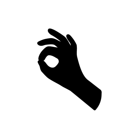 black hand silhouette like ok gestureのイラスト素材