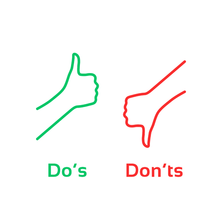 thumbs up or down like dos and dontsのイラスト素材