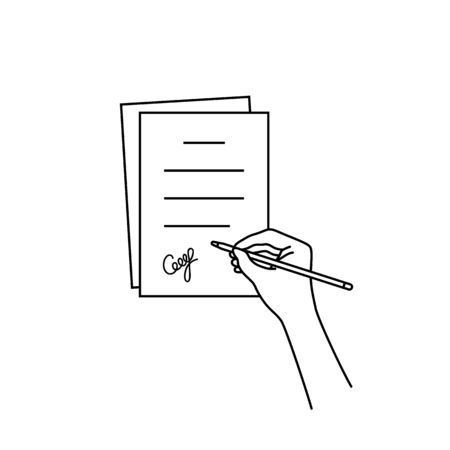 thin line hand with signed documentのイラスト素材