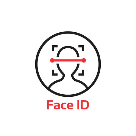 simple thin line face id scan illustrationのイラスト素材