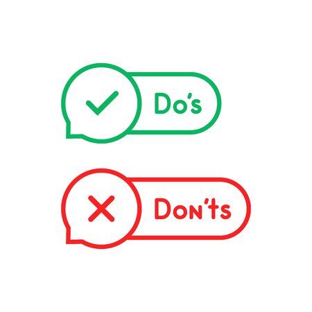 thin line bubble like do's and don'ts illustrationのイラスト素材