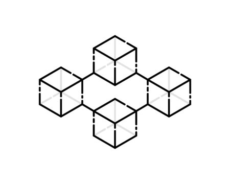 thin line cubes like simple blockchainのイラスト素材