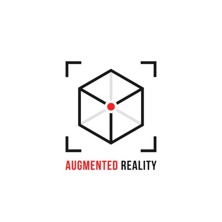 augmented reality with thin line cubeのイラスト素材
