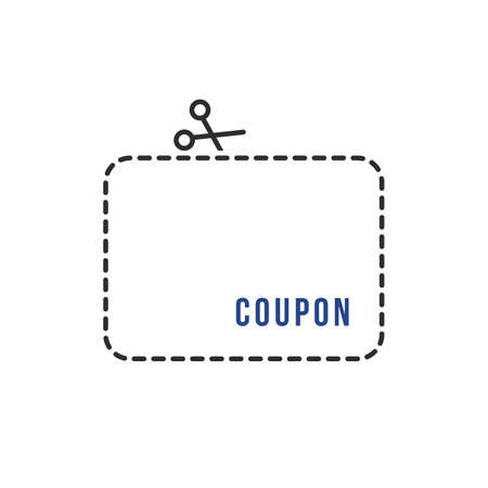 minimal thin line coupon with scissorsのイラスト素材