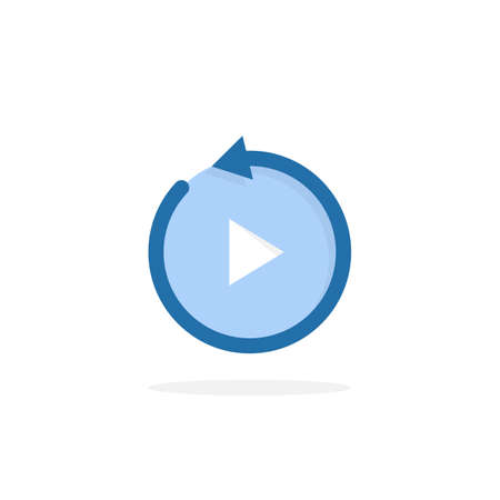 blue replay icon isolated on whiteのイラスト素材