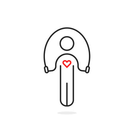 thin line jump person iconのイラスト素材