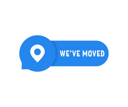 blue we have moved simple badgeのイラスト素材