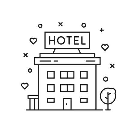 black thin line hotel simple iconのイラスト素材