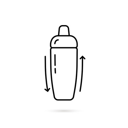 thin line cocktail shaker black iconのイラスト素材