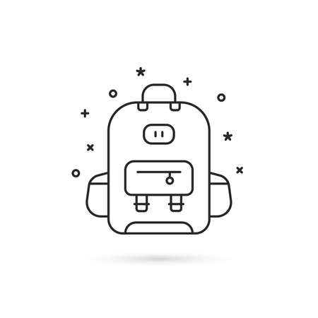 linear black backpack isolated on whiteのイラスト素材