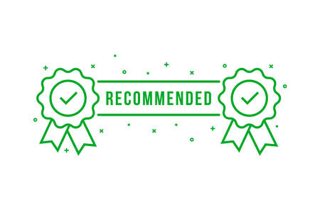 green recommended certify line iconのイラスト素材