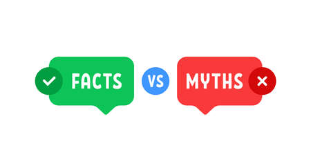 green and red bubbles with myths vs factsのイラスト素材