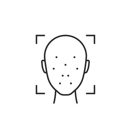 black thin line face identification minimal iconのイラスト素材