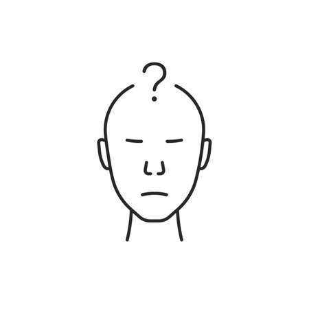 black thin line thinking person iconのイラスト素材