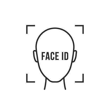 thin line black face identification simple iconのイラスト素材