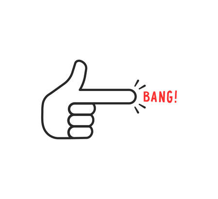thin line finger shot funny iconのイラスト素材