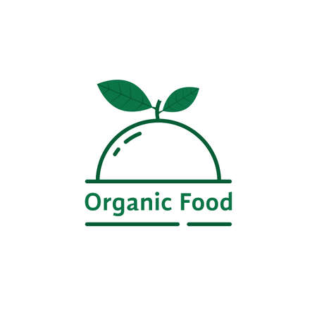 organic food icon with green leavesのイラスト素材