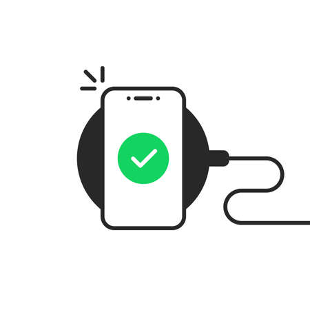 top view smartphone on wireless chargingのイラスト素材