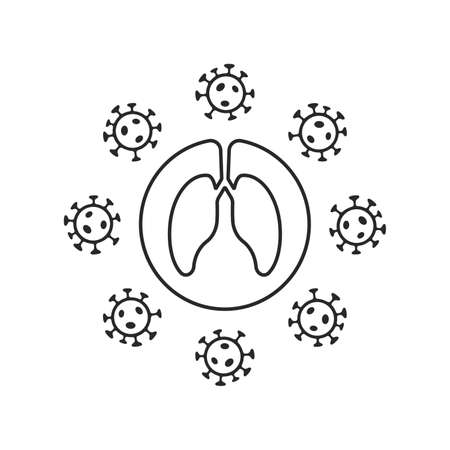 outline coronavirus attacks lungs iconのイラスト素材