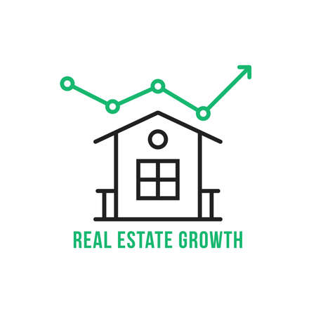 green linear real estate growth simple iconのイラスト素材