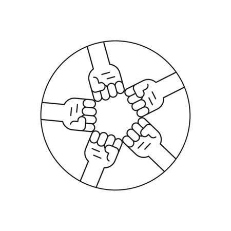 thin line circle of friends like teamworkのイラスト素材