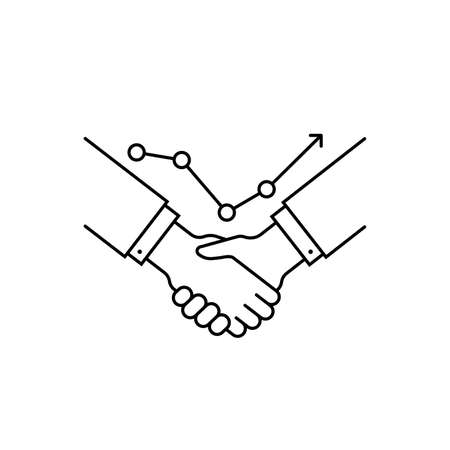 thin line handshake with sales increase iconのイラスト素材