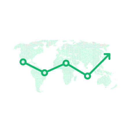 global economic growth with world mapのイラスト素材