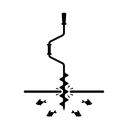 abstract black ice fishing drill iconのイラスト素材