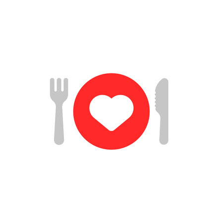 heart with fork and knife like gourmet iconのイラスト素材